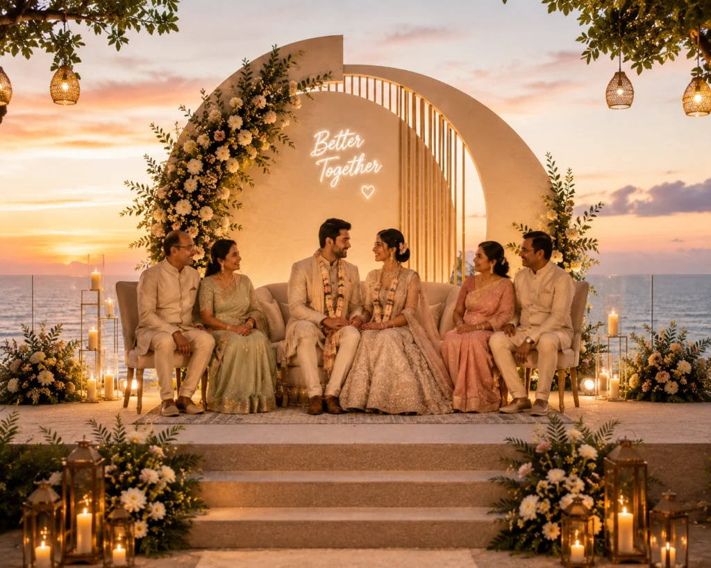 intimate with couple and family