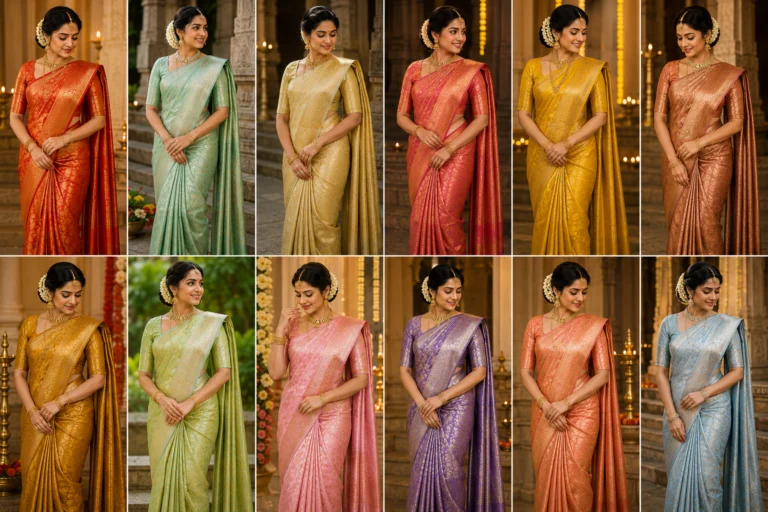 New Kanjivaram Saree Colors for Brides: 12 Trending Shades for a Modern Bridal Look